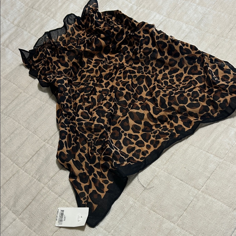 Leopard Print Sheer Scarf